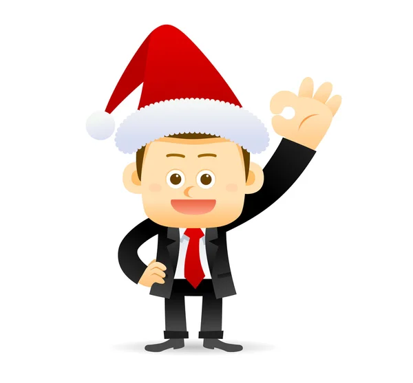 サンタ クロースの帽子の幸せなビジネスマン — ストックベクタ