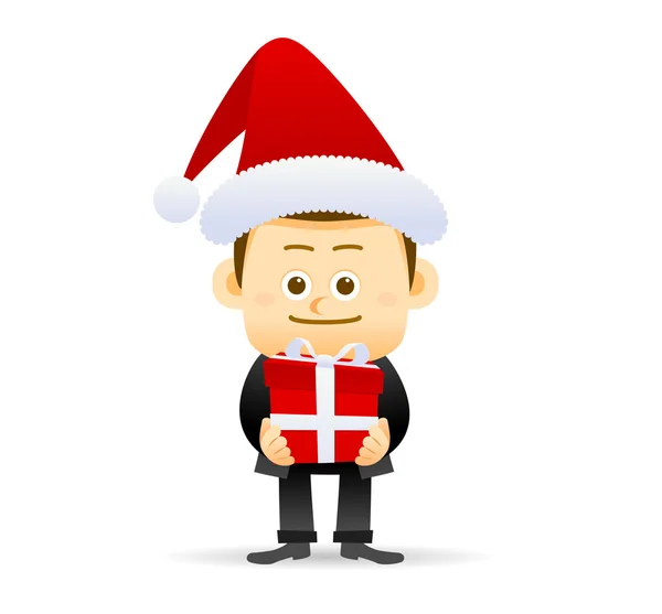 Szczęśliwy biznesmen w Santa Claus kapelusz — Wektor stockowy