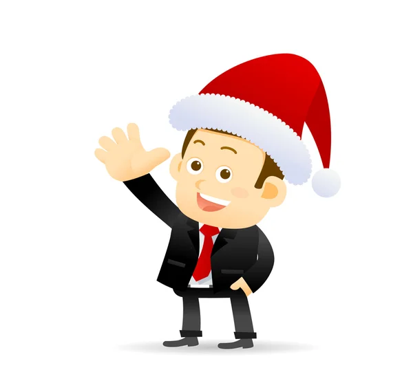 Happy businessman in Santa Claus hat — Stock Vector