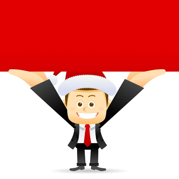 Feliz hombre de negocios en Santa Claus sombrero — Vector de stock