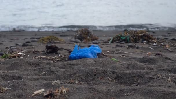 The problem of the environment. The seaside is covered in plastic waste. — Video