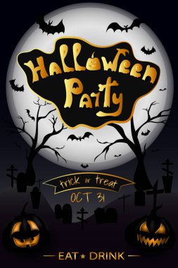 Renkli Cadılar Bayramı Partisi Davetiyesi. Vektör illüstrasyonu. 