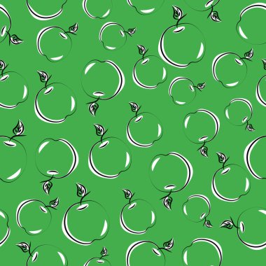 Kusursuz desen. Parlak bir arka planda bir elmanın silüeti