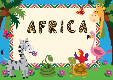 Afrika hayvanları kartı veya davet