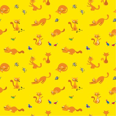 Komik zencefil Cats Seamless Modeli