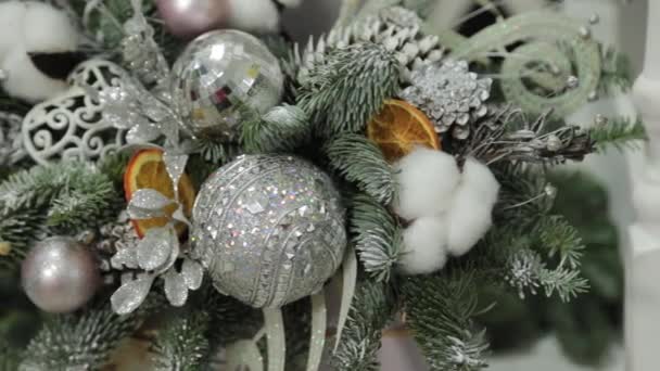 Beautiful handmade Christmas decorations in the decor studio. — Stockvideo