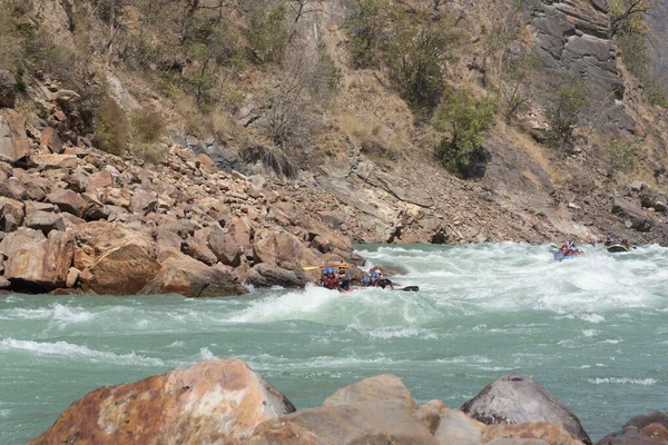 Rafting Rio Água Ondas Caiaque Rio Ganga Rishikesh Haridwar Índia — Fotografia de Stock