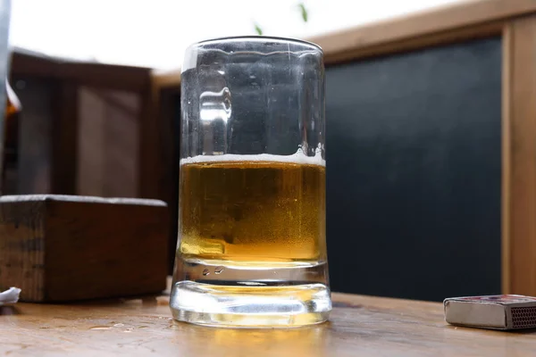 Glass Beer Wooden Table — Photo