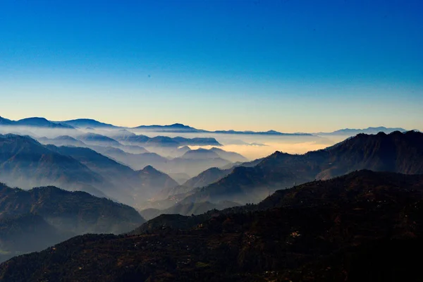 Sunrise over the Himalayas, Indian Mountain sunrise in Uttrakhand