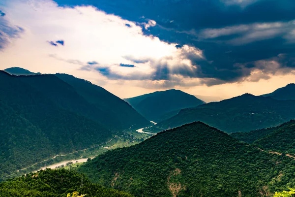 Hermosa Vista Las Montañas Atardecer — Foto de Stock