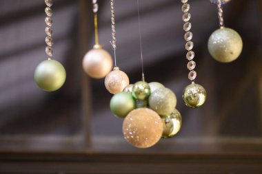 Beautifully Decorated Spheres with Glitter and Crystals Adorned for a Festive Holiday Celebration Arrangement