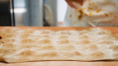 Ev yapımı Ravioli Un Yapımı Hamur üzerine serpiştirilmiş İtalyan Mutfağı Yumuşak Doğal Işıkla Hazırlanmış Lezzetli Yemek