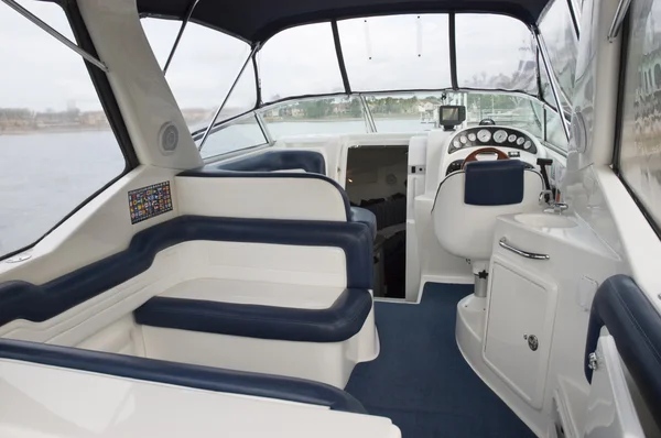 Interior of a motor boat Stock Picture