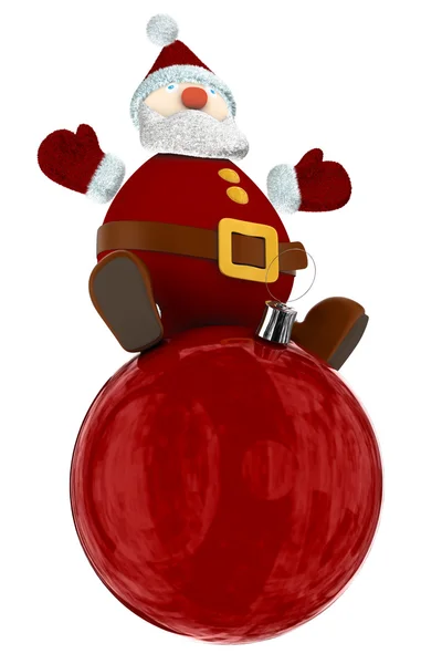 3D Santa Claus standing on top of a big red Christmas globe — Stock Photo, Image