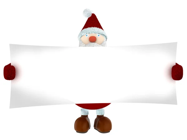 3D Noel Baba büyük bir beyaz kağıt tutan