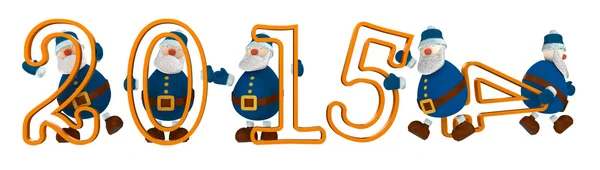 basamaklı 2015 yılı ile 3d render cartoony yaşlı erkekler tarafından düzenlenen mavi giyinmiş