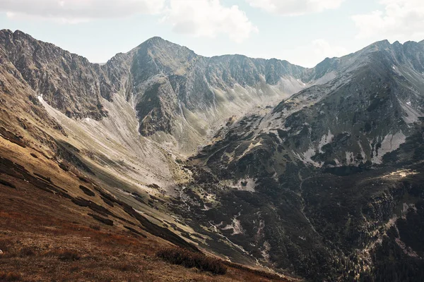 Paesaggio Dei Monti Tatra Vista Panoramica Cime Rocciose Montagna Pendii — Foto Stock