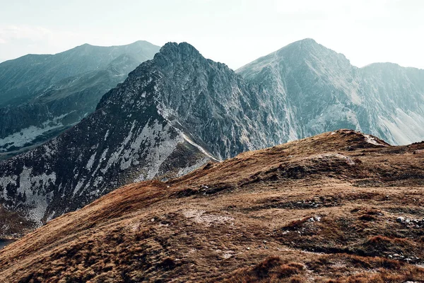 Paesaggio Dei Monti Tatra Vista Panoramica Cime Rocciose Montagna Pendii — Foto Stock