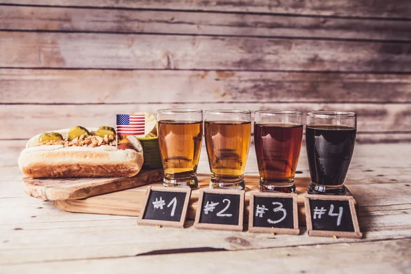 Craft Beer With Hot Dog — Stock Photo, Image