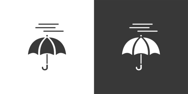 Umbrella Heavy Fog Isolated Icon Black White Background Weather Vector — Stock Vector