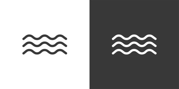 Waves Sea Isolated Icon Black White Background Weather Vector Illustration — Stock Vector