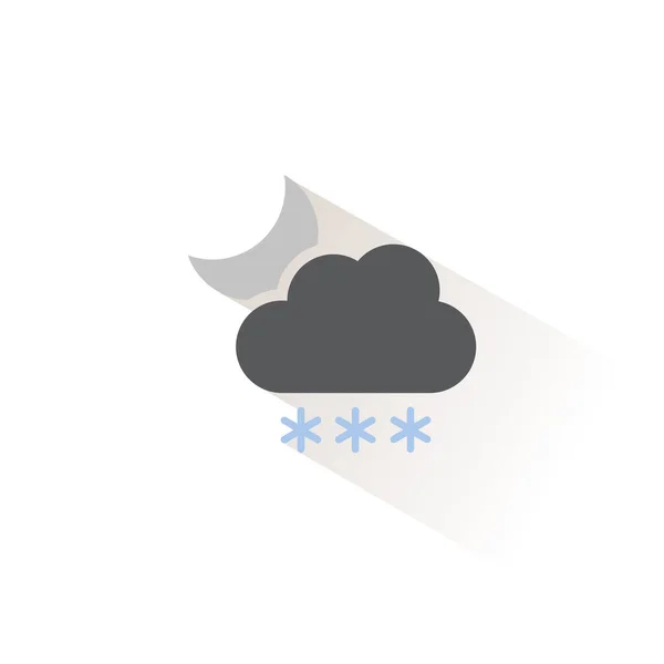 Heavy Snow Cloud Moon Isolated Color Icon Weather Vector Illustration — Stock Vector