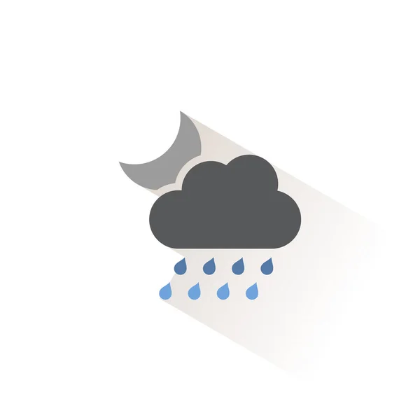 Heavy Rain Cloud Moon Isolated Color Icon Weather Vector Illustration — Stock Vector