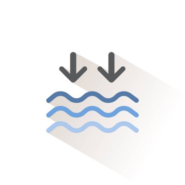 Dalgalar çekildi. Denizde dalgalar. İzole edilmiş bir ikon. Hava vektörü illüstrasyonu