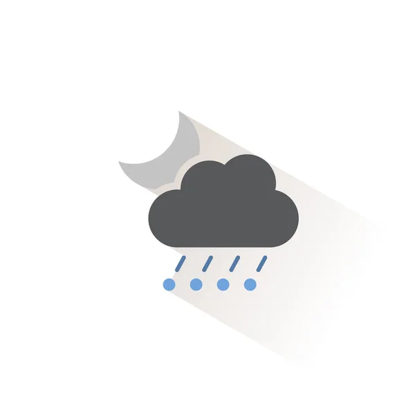 Rain Hail Cloud Moon Isolated Color Icon Weather Vector Illustration — Stock Vector