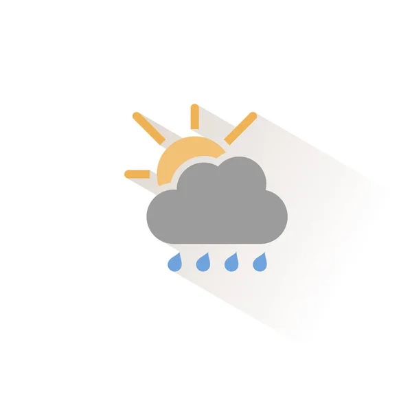 Krople Deszczu Chmura Słońce Izolowana Ikona Kolorów Ilustracja Wektora Pogody — Wektor stockowy