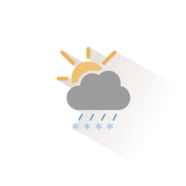 Sleet Cloud Sun Isolated Color Icon Weather Vector Illustration — Stock Vector