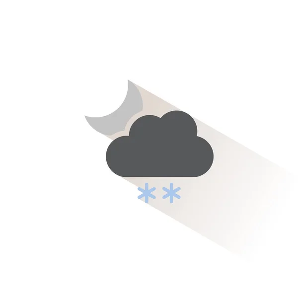 Sneeuw Wolken Maan Geïsoleerde Kleur Pictogram Weervector Illustratie — Stockvector