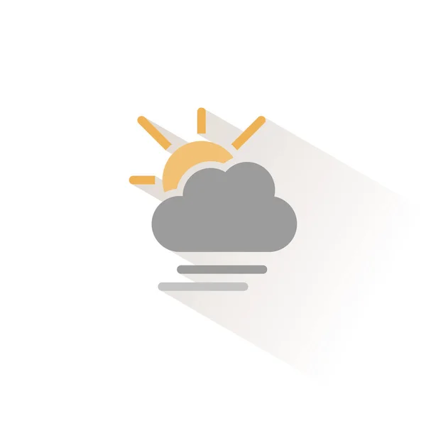 Morbida Nebbia Nuvole Sole Icona Colori Isolata Illustrazione Vettoriale Meteo — Vettoriale Stock