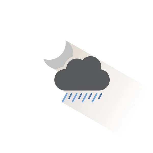 Heavy Rain Cloud Moon Isolated Color Icon Weather Vector Illustration — Stock Vector