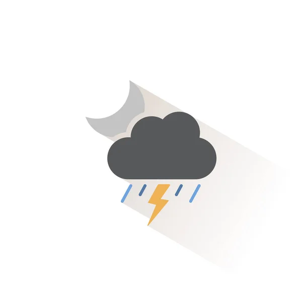 Tempestade Chuva Forte Lua Ícone Cor Isolado Ilustração Vetor Meteorológico — Vetor de Stock