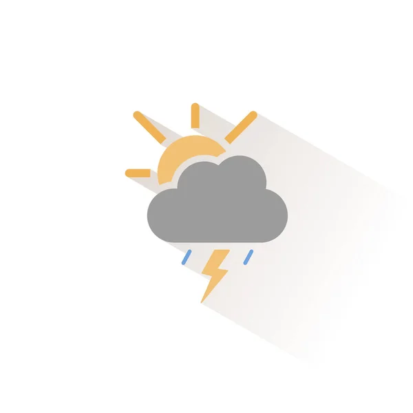 Tempesta Sole Icona Colori Isolata Illustrazione Vettoriale Meteo — Vettoriale Stock