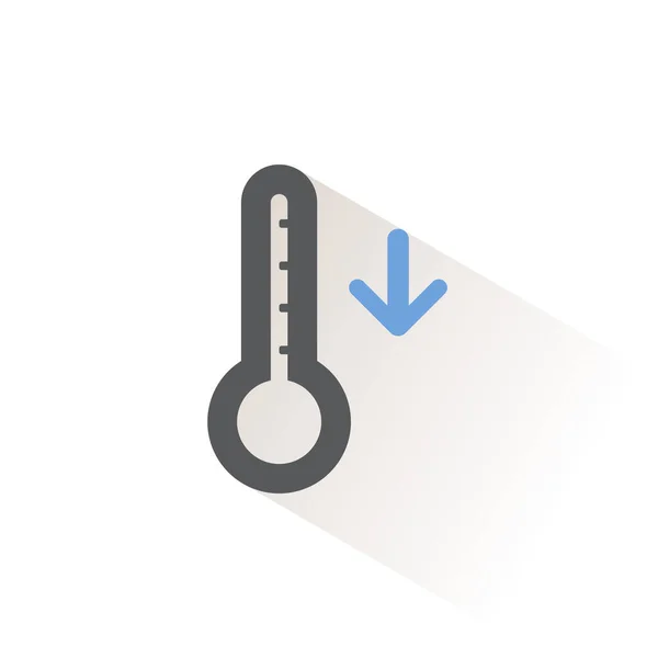 Thermometer Daltemperatuur Geïsoleerde Kleur Pictogram Weervector Illustratie — Stockvector