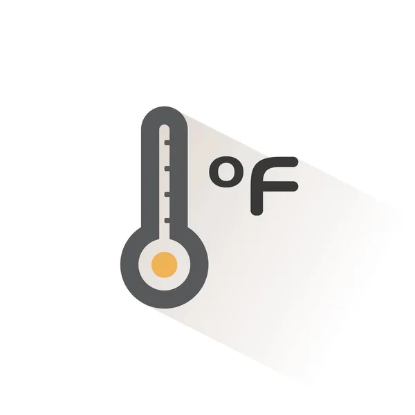 Farenheit Thermometer Geïsoleerde Kleur Pictogram Weervector Illustratie — Stockvector