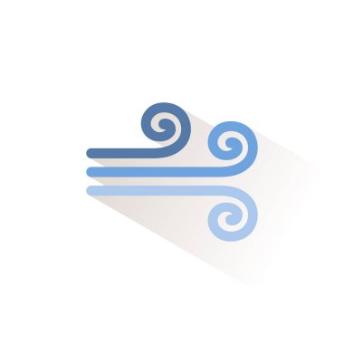 Rüzgâr. İzole edilmiş renk simgesi. Hava vektörü illüstrasyonu