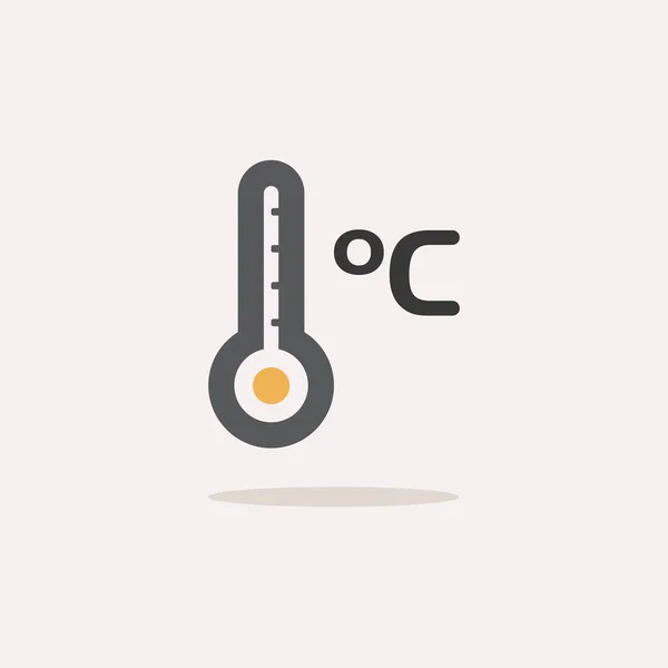 Термометр Цельсия Цвет Значок Тенью Векторная Иллюстрация Погоды — стоковый вектор
