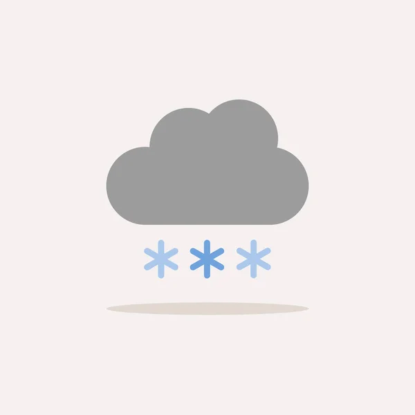 Wolken Und Schnee Farbsymbol Mit Schatten Abbildung Des Wettervektors — Stockvektor
