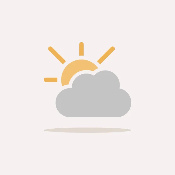 Giorno Nuvoloso Sole Icona Colori Con Ombra Illustrazione Vettoriale Meteo — Vettoriale Stock