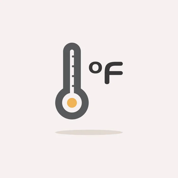 Termometro Farenheit Icona Colori Con Ombra Illustrazione Vettoriale Meteo — Vettoriale Stock