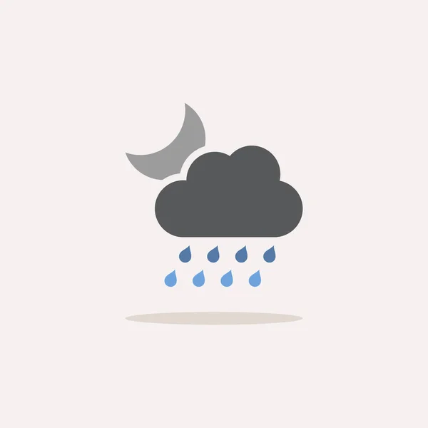 Heavy Rain Cloud Moon Color Icon Shadow Weather Vector Illustration — Stock Vector