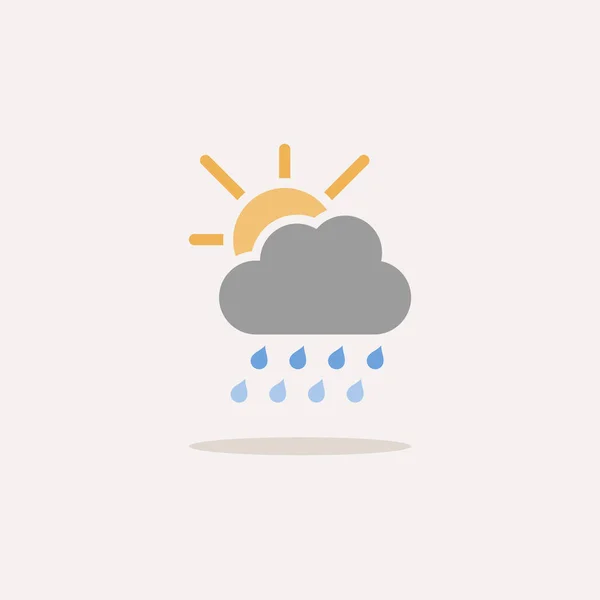 Schwere Regentropfen Wolken Und Sonne Farbsymbol Mit Schatten Abbildung Des — Stockvektor