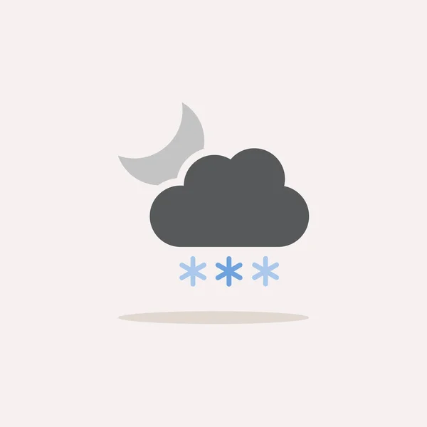 Starker Schnee Wolken Und Mond Farbsymbol Mit Schatten Abbildung Des — Stockvektor