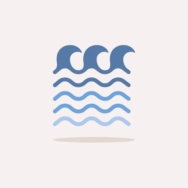 海の波が高い 影と色のアイコン 気象ベクトル図 — ストックベクタ