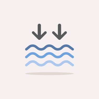 Dalgalar çekildi. Gölgeli renkli simge. Hava vektörü illüstrasyonu