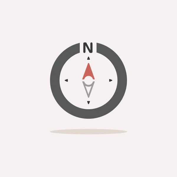 Dirección Norte Brújula Icono Color Con Sombra Ilustración Del Vector — Vector de stock