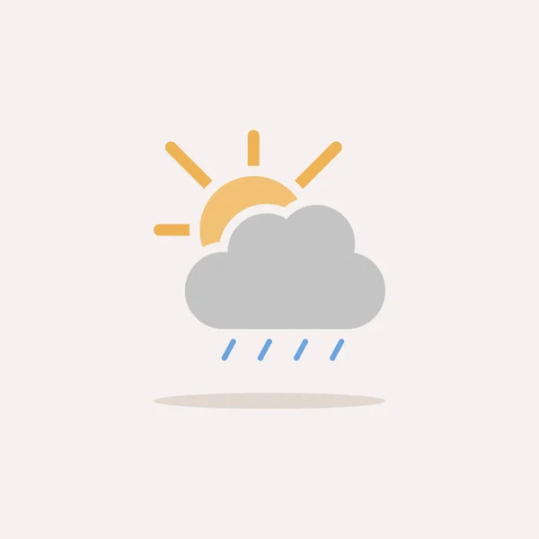 Weicher Regen Wolken Und Sonne Farbsymbol Mit Schatten Abbildung Des — Stockvektor